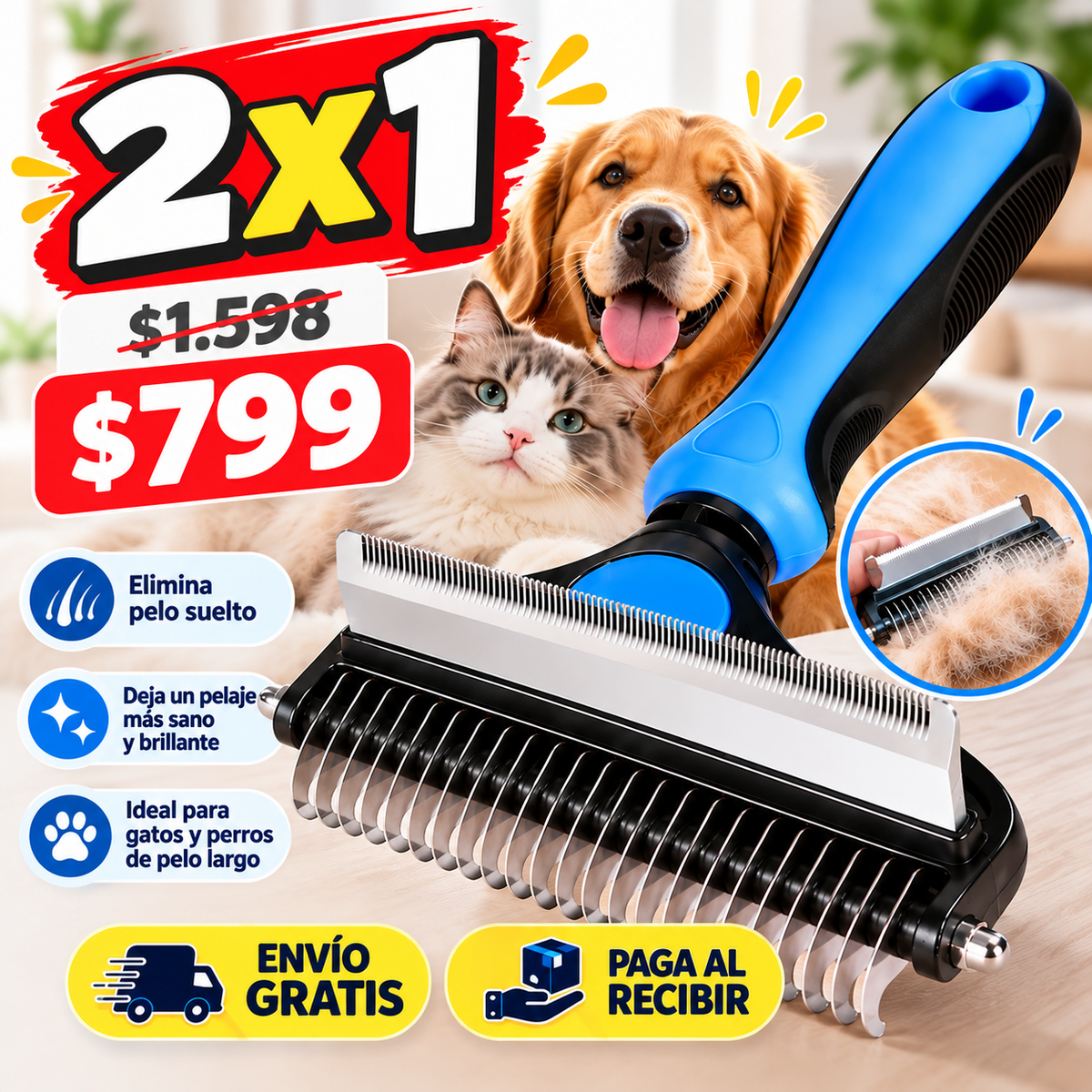 Cepillo profesional para mascotas