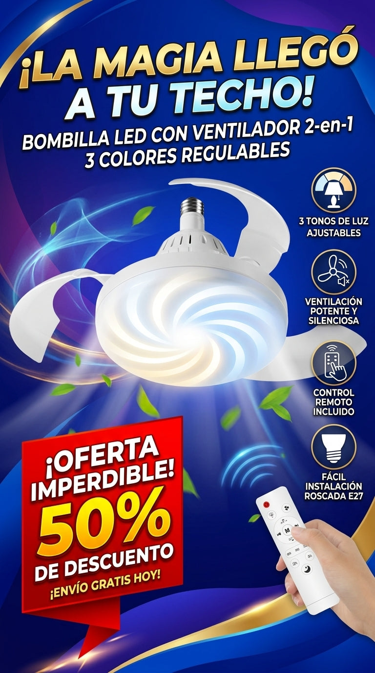 Bombillo Magico Ventilador Led 3 Colores