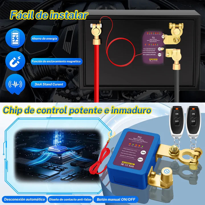 Interruptor de Apagado para Batería de Carro con Control Remoto OurSecurity®