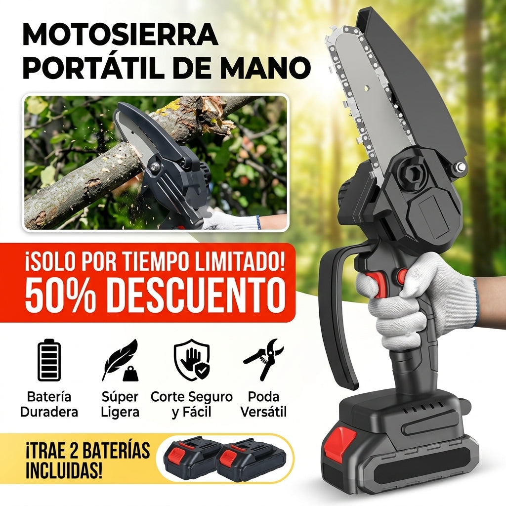 Motosierra Portatil 2 Baterias