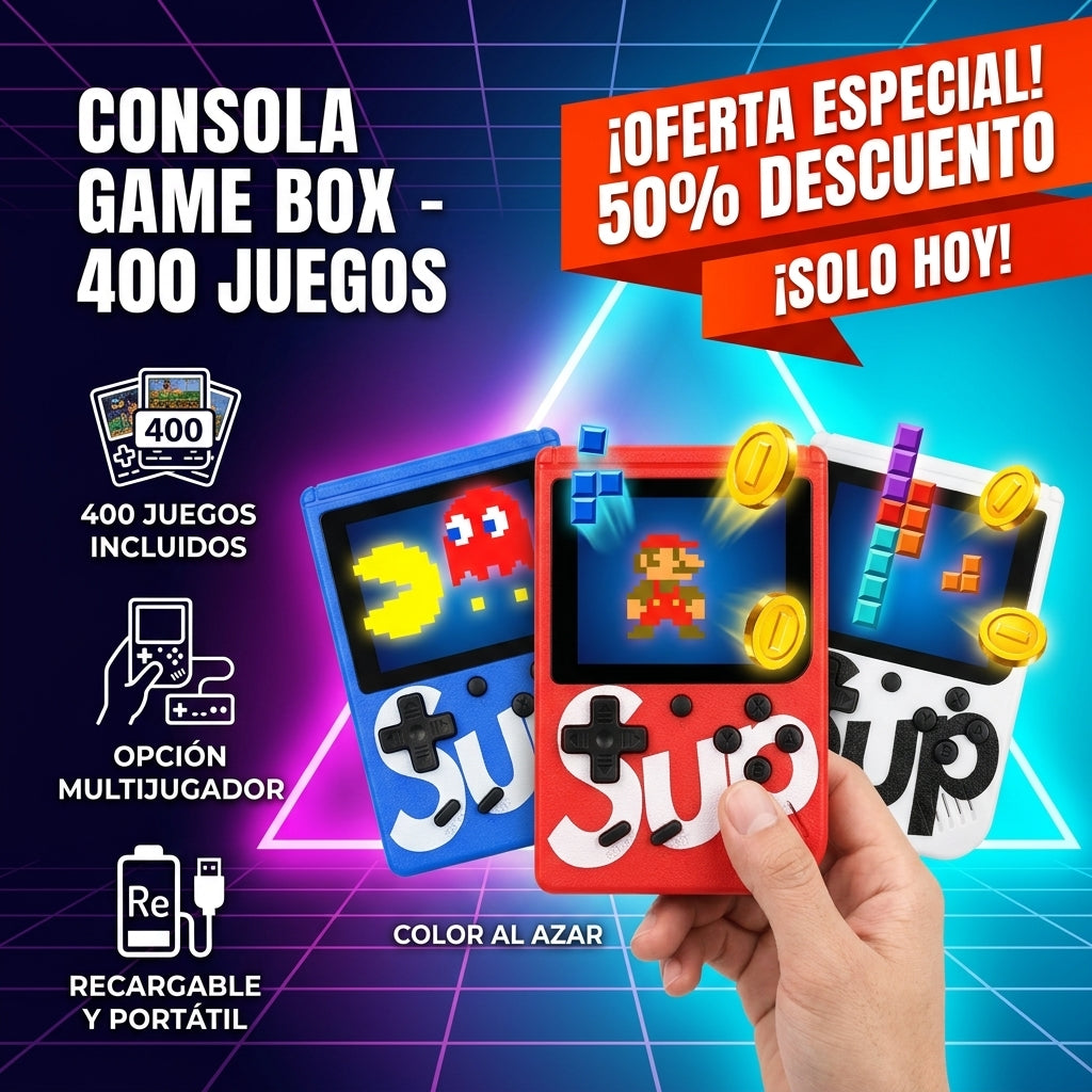 Consola Game Box 400 Juegos Color Azar