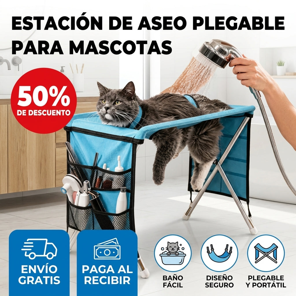 Cama 2 en 1 Plegable Para El Aseo De Mascotas
