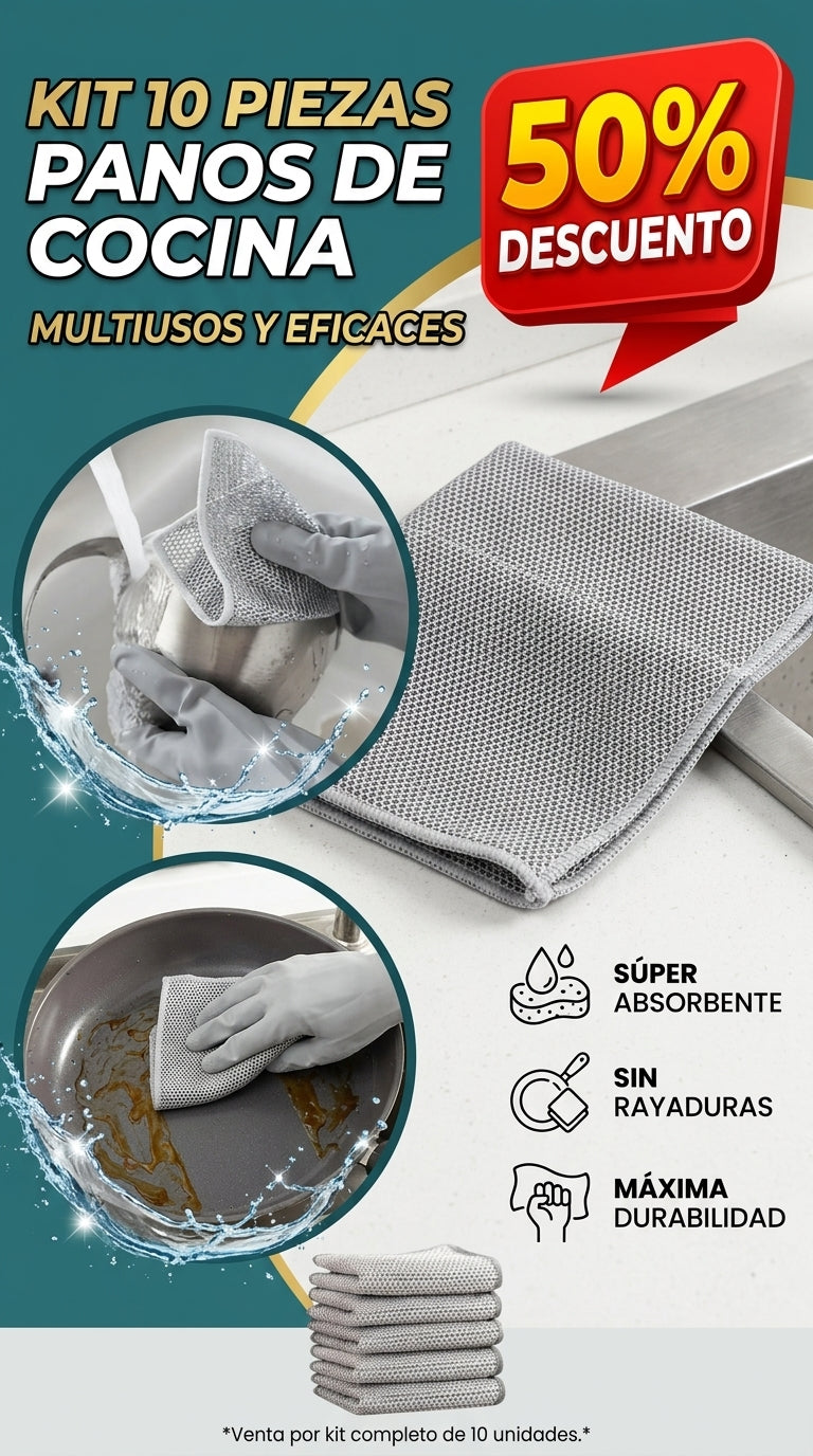 Kit 10 Piezas Pano De Cocina