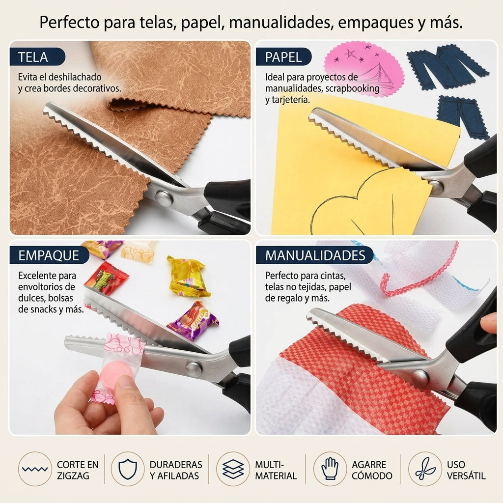 Tijeras de sastre para zigzag de acero inoxidable