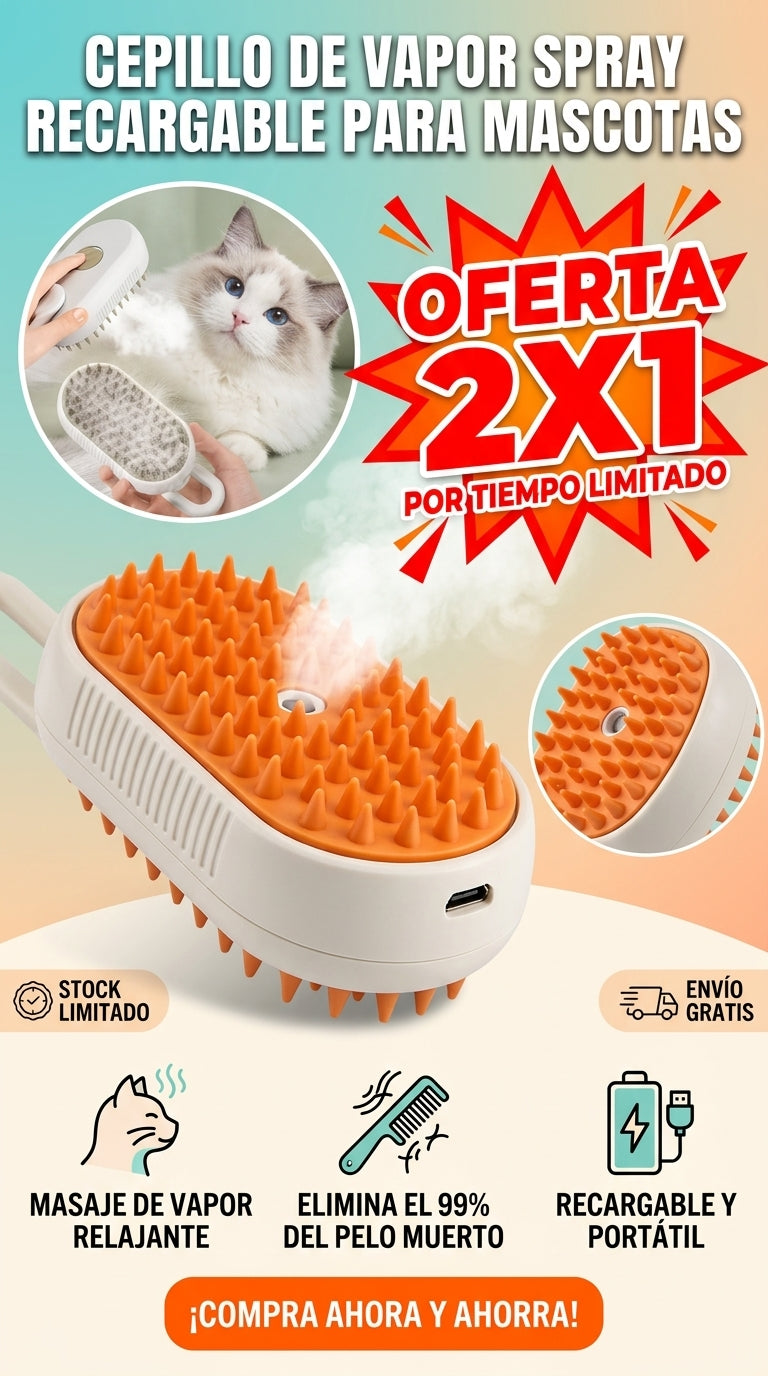 Cepillo Para Mascota De Vapor Spray Reca