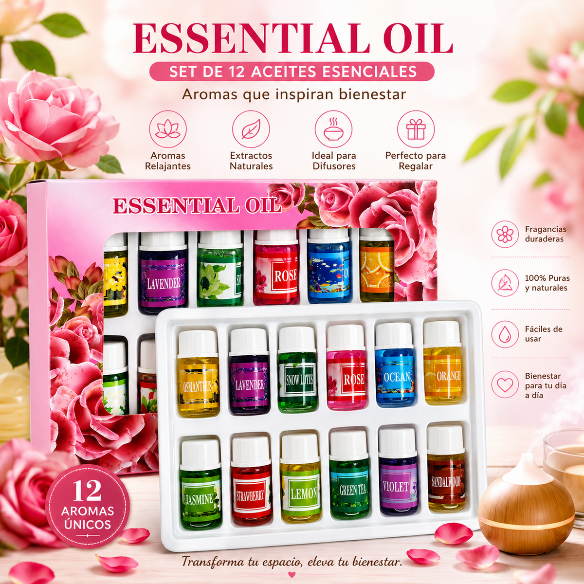 SET DE 12 ACEITES ESENCIALES NATURALES