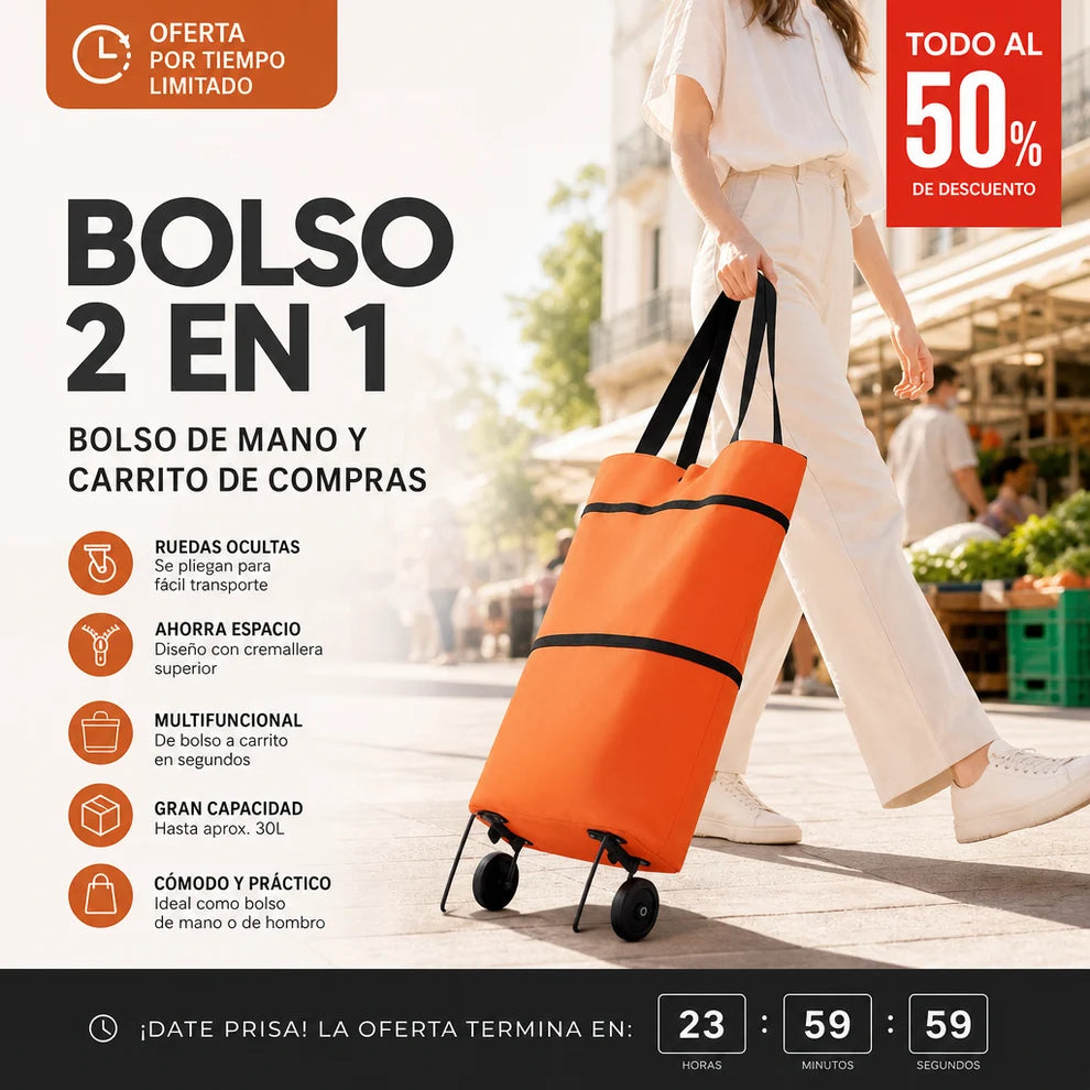 Carro Compra Plegable 2 en 1