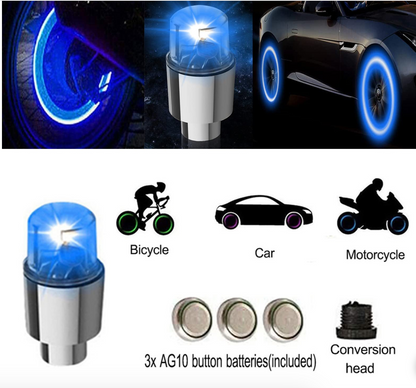 PACK 4 Luces LED impermeables para válvula de neumático