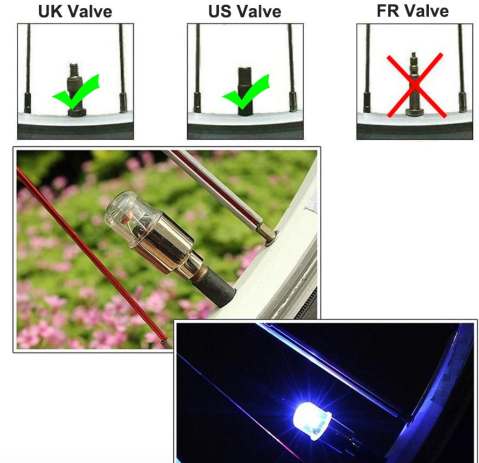 PACK 4 Luces LED impermeables para válvula de neumático