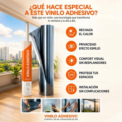Vinilo Adhesivo Anti-UV para Ventanas 60 cm x 3 Metros | Más Privacidad y Menos Sol Directo