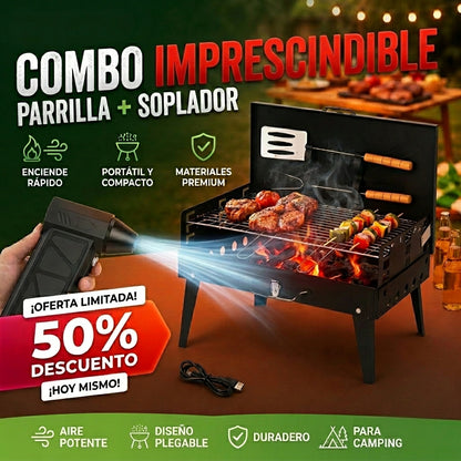 Parrilla Portatil + Soplador De Aire