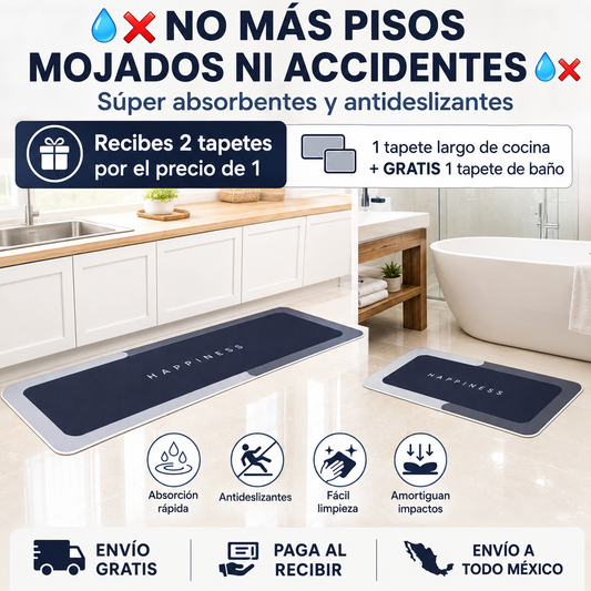 Set de 2 Tapetes Ultra Absorbentes de Baño y Cocina