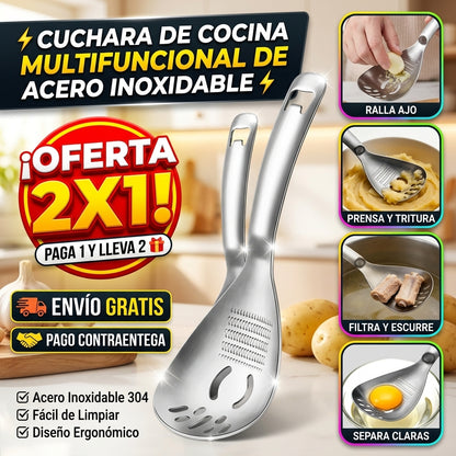 ⚡Cuchara de cocina multifuncional de acero inoxidable