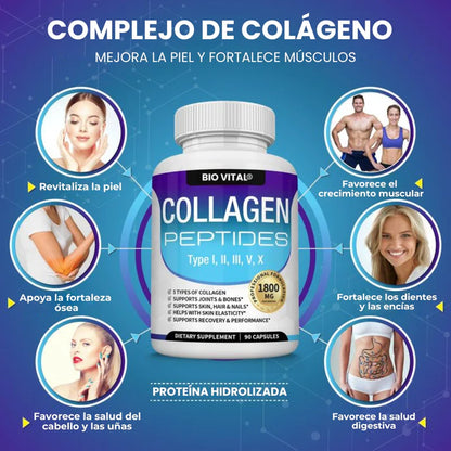 Toplux® | COLÁGENO PEPTIDES 5 EN 1 - 90 cápsulas