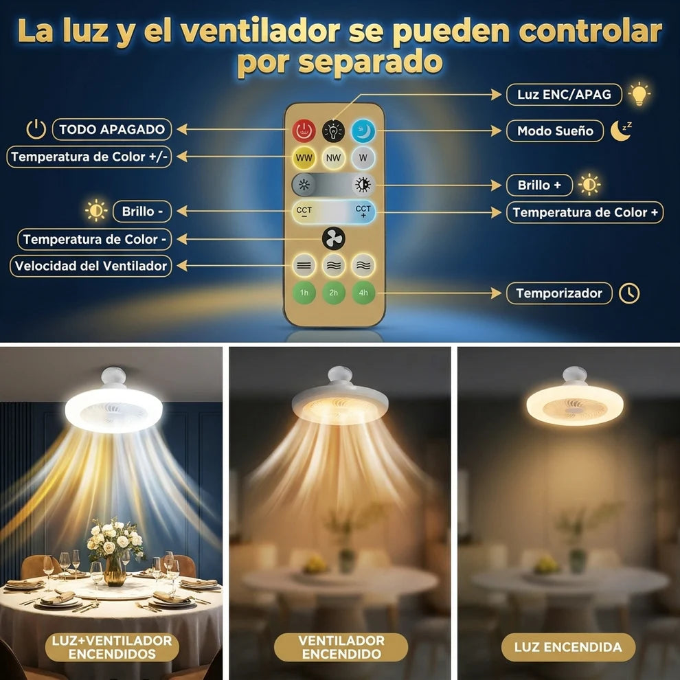 Lampara Ventilador Con Luz