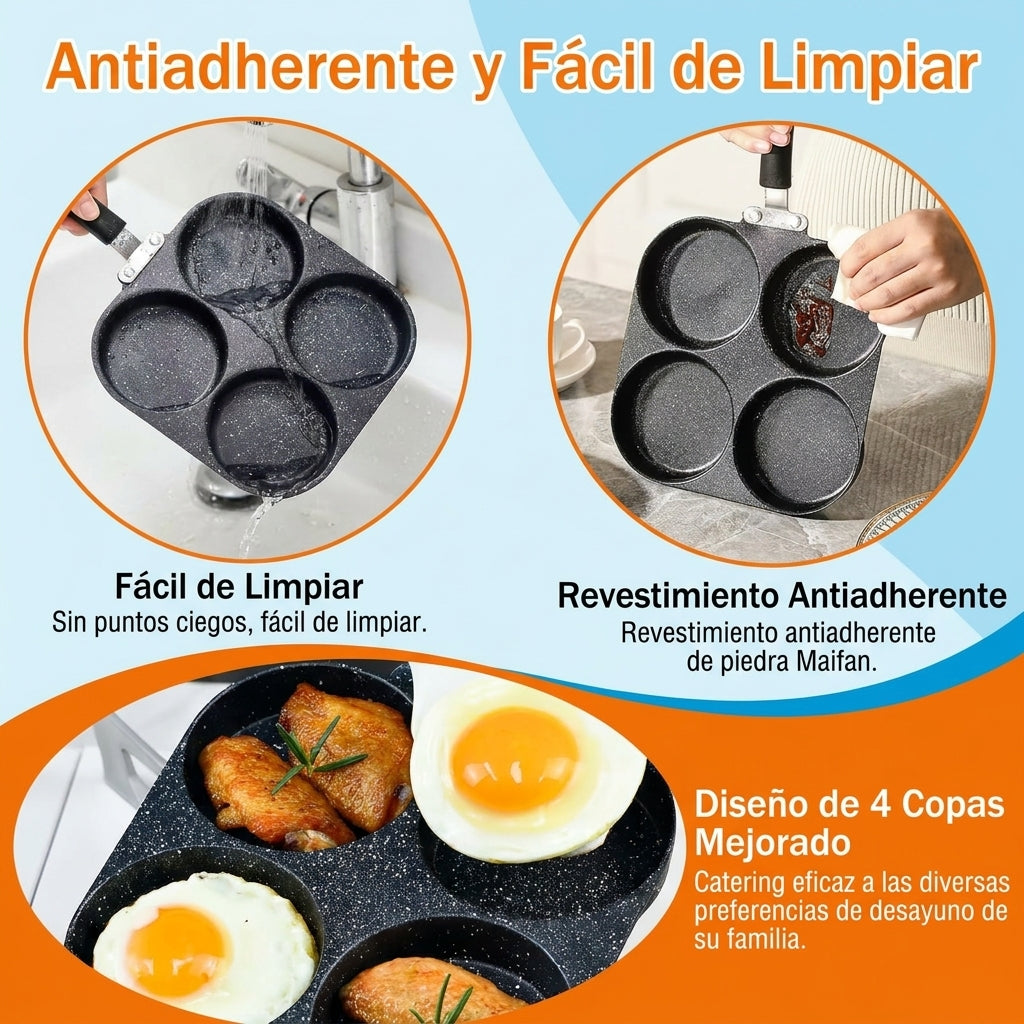 Sarten 4 Espacios Antiadherente Cocina