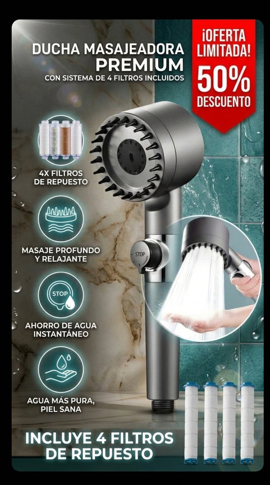 Regadera Ducha Masajeadora 4 Filtros