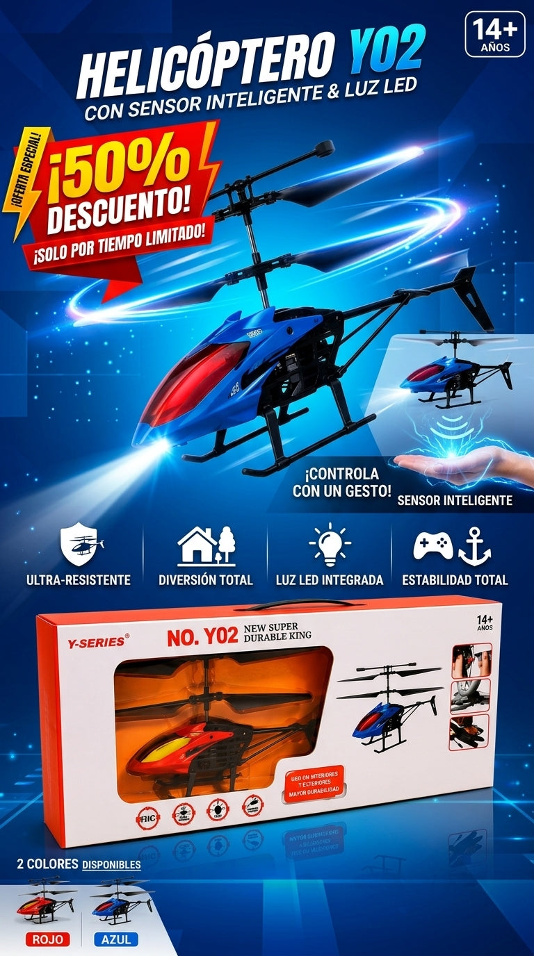 Helicoptero Rc Y02 Con Sensor Y Luz