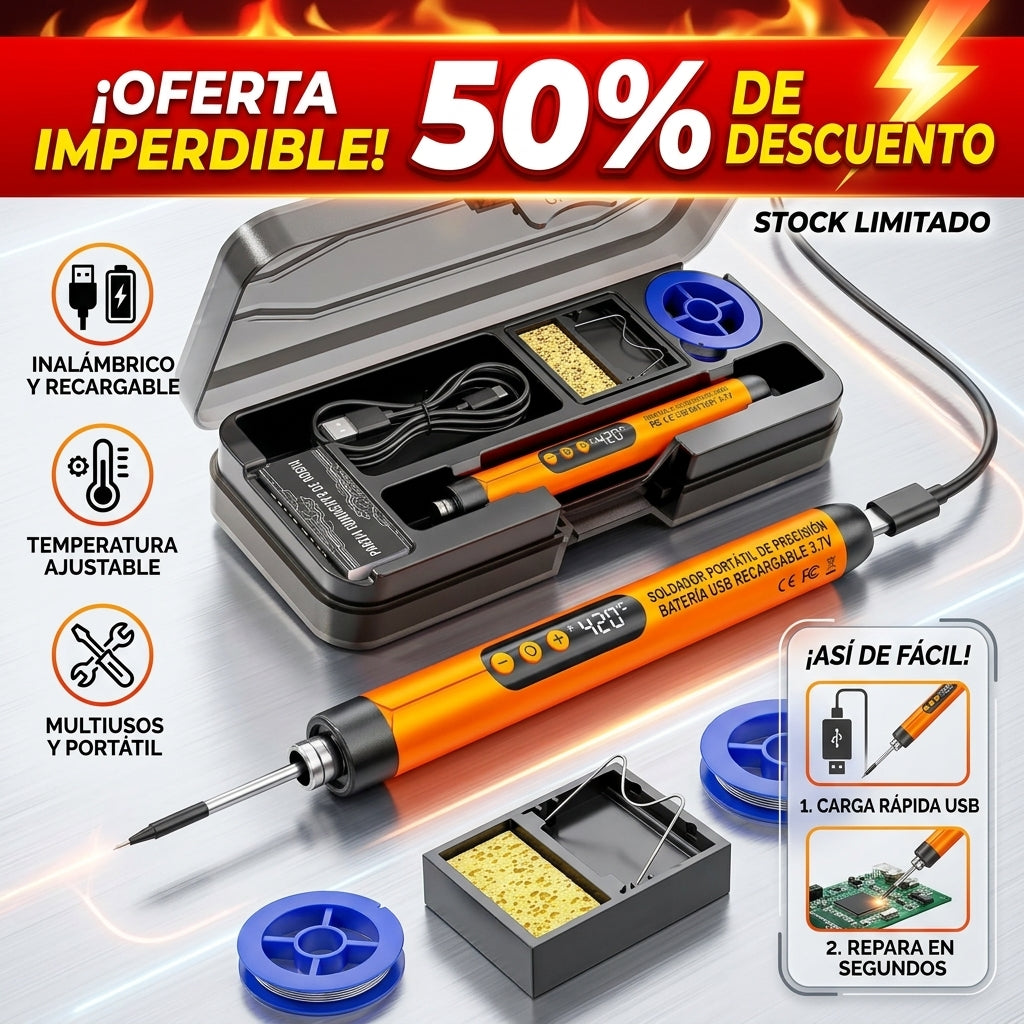 Kit Soldador Usb Recargable Temperatura