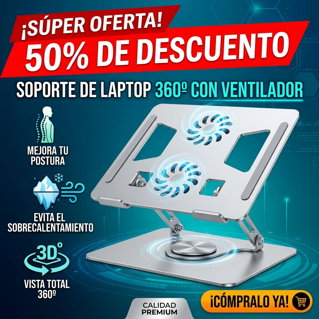 Soporte Y Ventilador Para Laptop 360