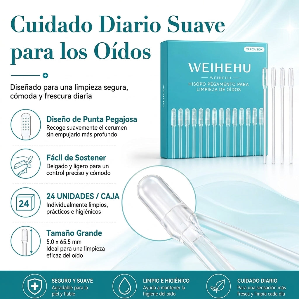 Barras adhesivas suaves para remover el cerumen de los oídos