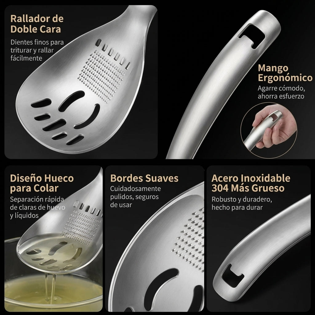 ⚡Cuchara de cocina multifuncional de acero inoxidable