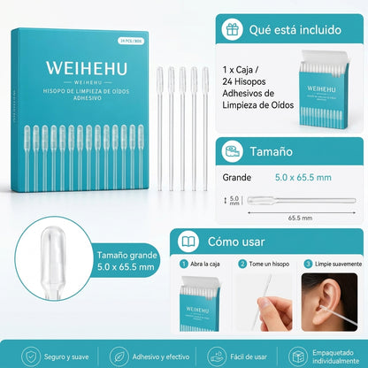 Barras adhesivas suaves para remover el cerumen de los oídos
