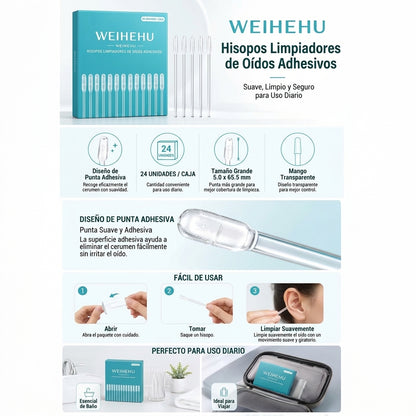 Barras adhesivas suaves para remover el cerumen de los oídos