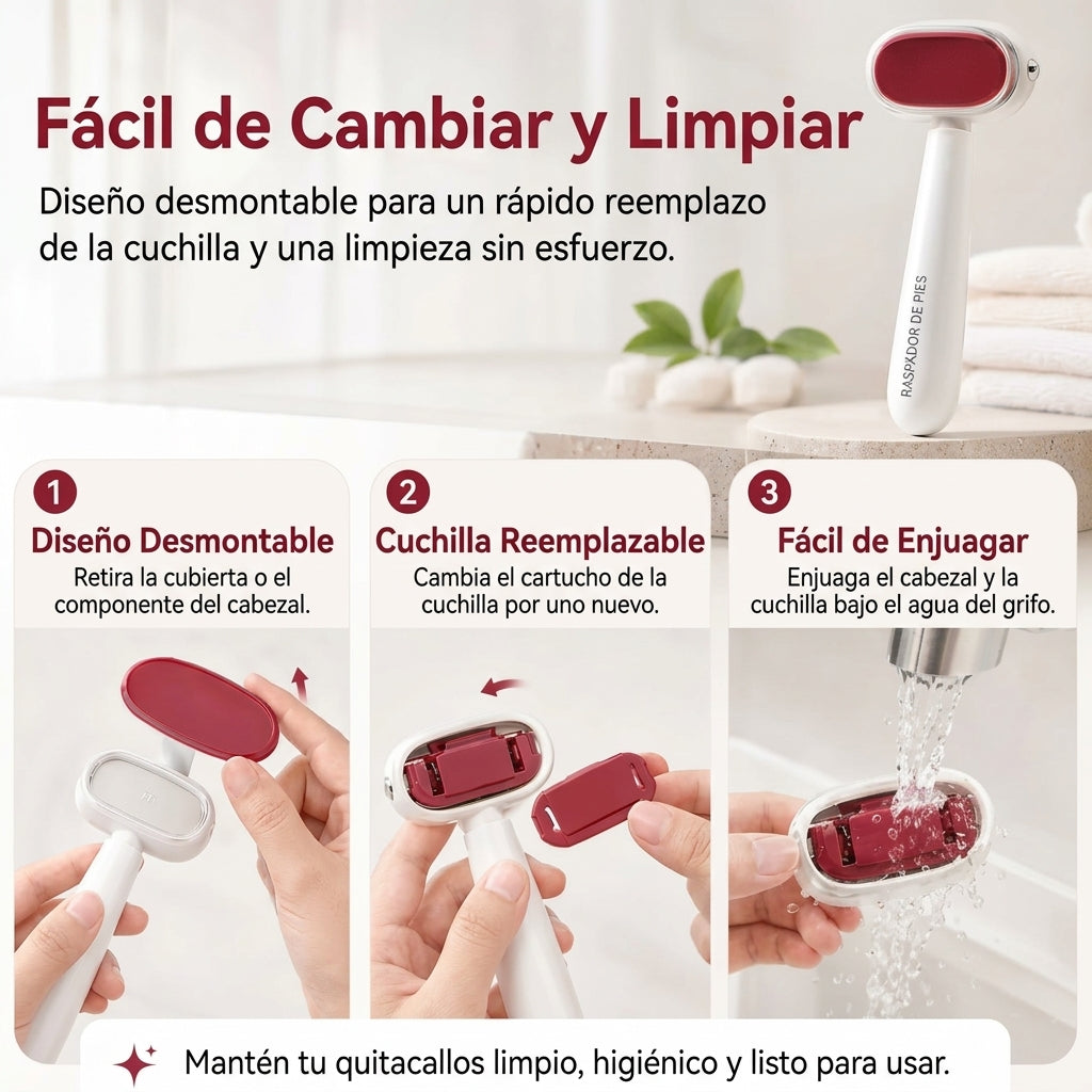Raspador de pies con hoja de acero inoxidable