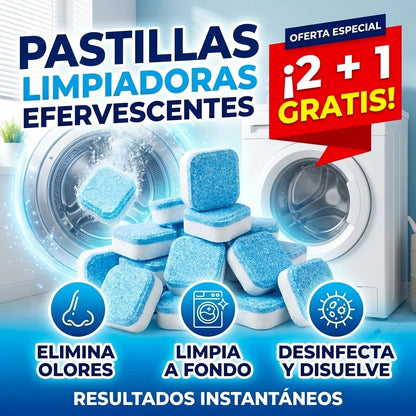 12 Pastillas Limpieza Lavadora Efervescente