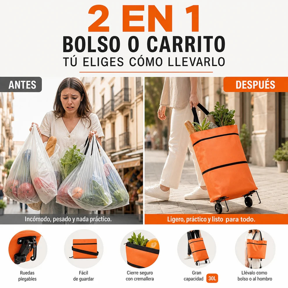 Carro Compra Plegable 2 en 1