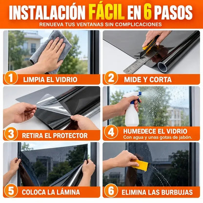 Vinilo Adhesivo Anti-UV para Ventanas 60 cm x 3 Metros | Más Privacidad y Menos Sol Directo